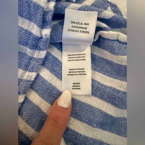 Rails Savannah Juneau Stripe Linen Blend  Blouse Sz Med - Picture 6 of 9